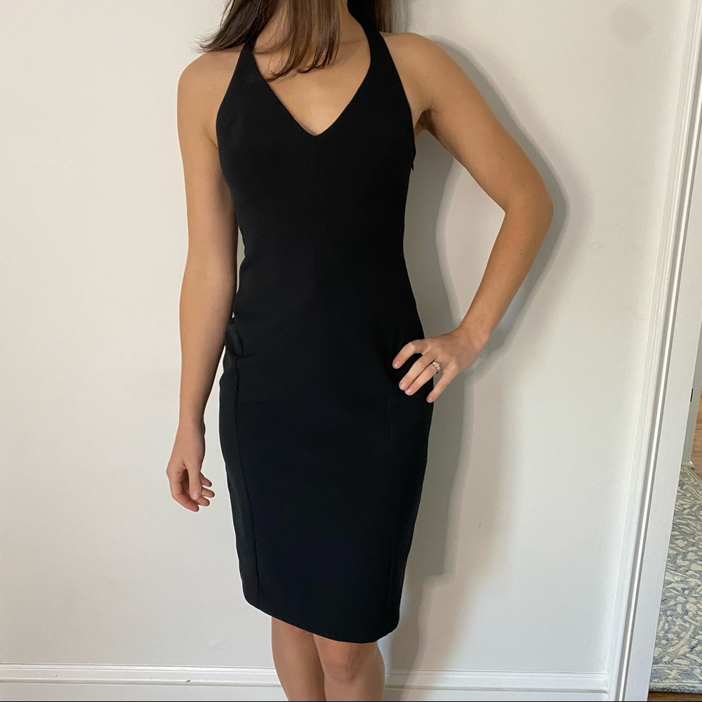 Milly Black Halter V-Neck Sheath Dress